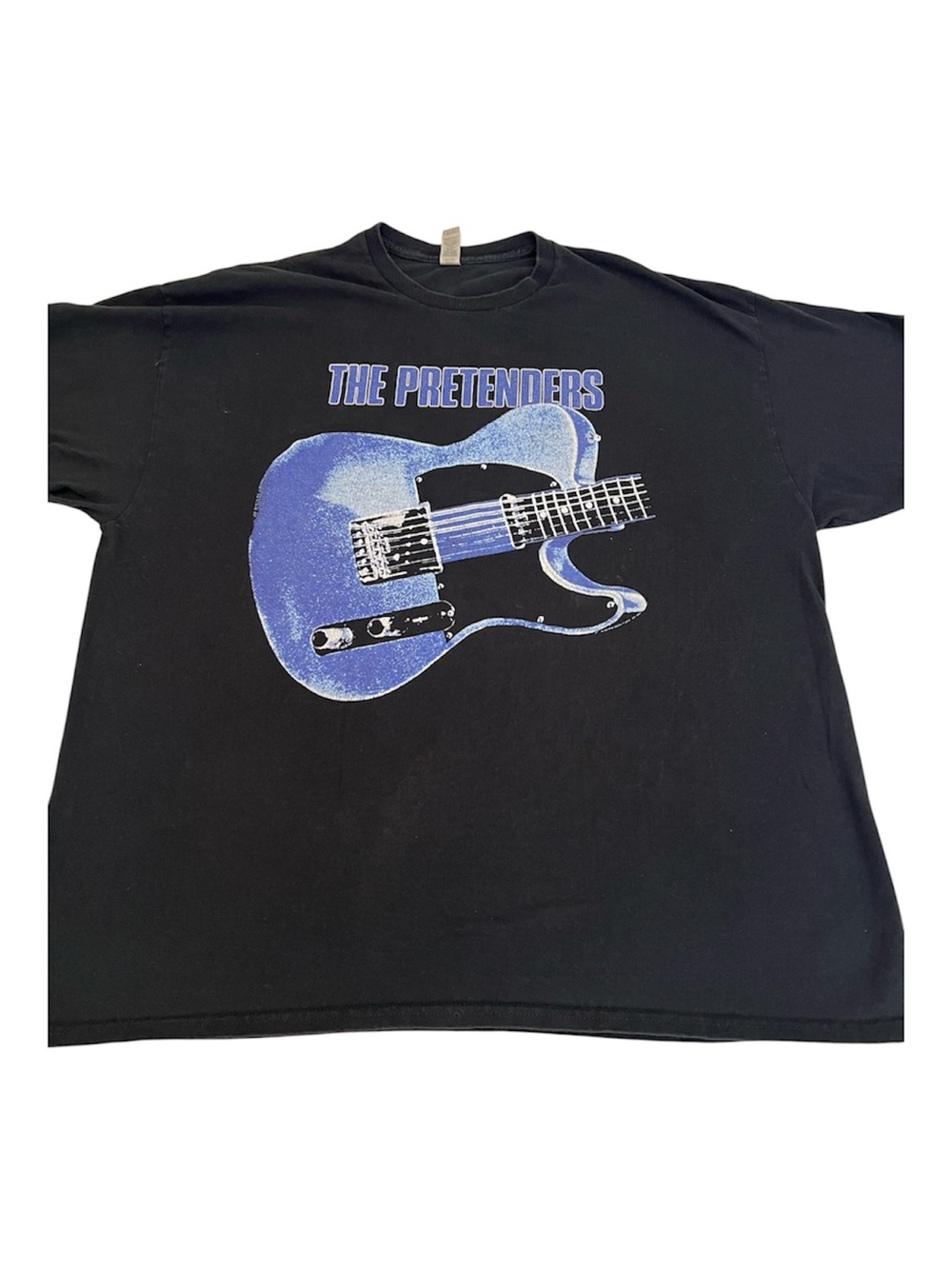 1987 The Pretenders Graphic Guitar Tee - Black with Blue Print EUC Mens 2XL